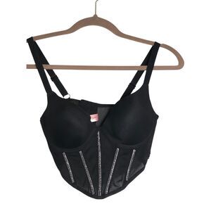 Juicy Couture Mesh Rhinestone Bustier Corset Push-up sz M coquette gothic club s